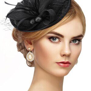 Fascinator Tea Party Hat - 2025 Derby Pillbox Kentucky Hat for Women 7.87x5.9inc